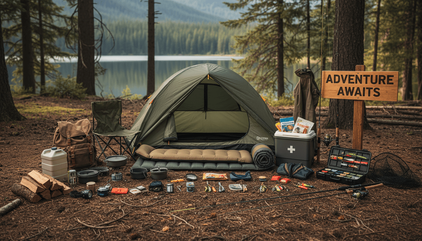 Camping and fishing equipment collection